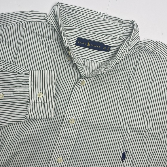 Ralph Lauren Other - Ralph Lauren Men's XLT Cotton Green White Stripe Long Sleeve Button Down Shirt